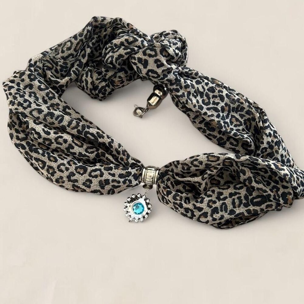 Leopard Print Charm Scarf Wrap Convertible Neck Scarf Top Boho Y2K Accessory